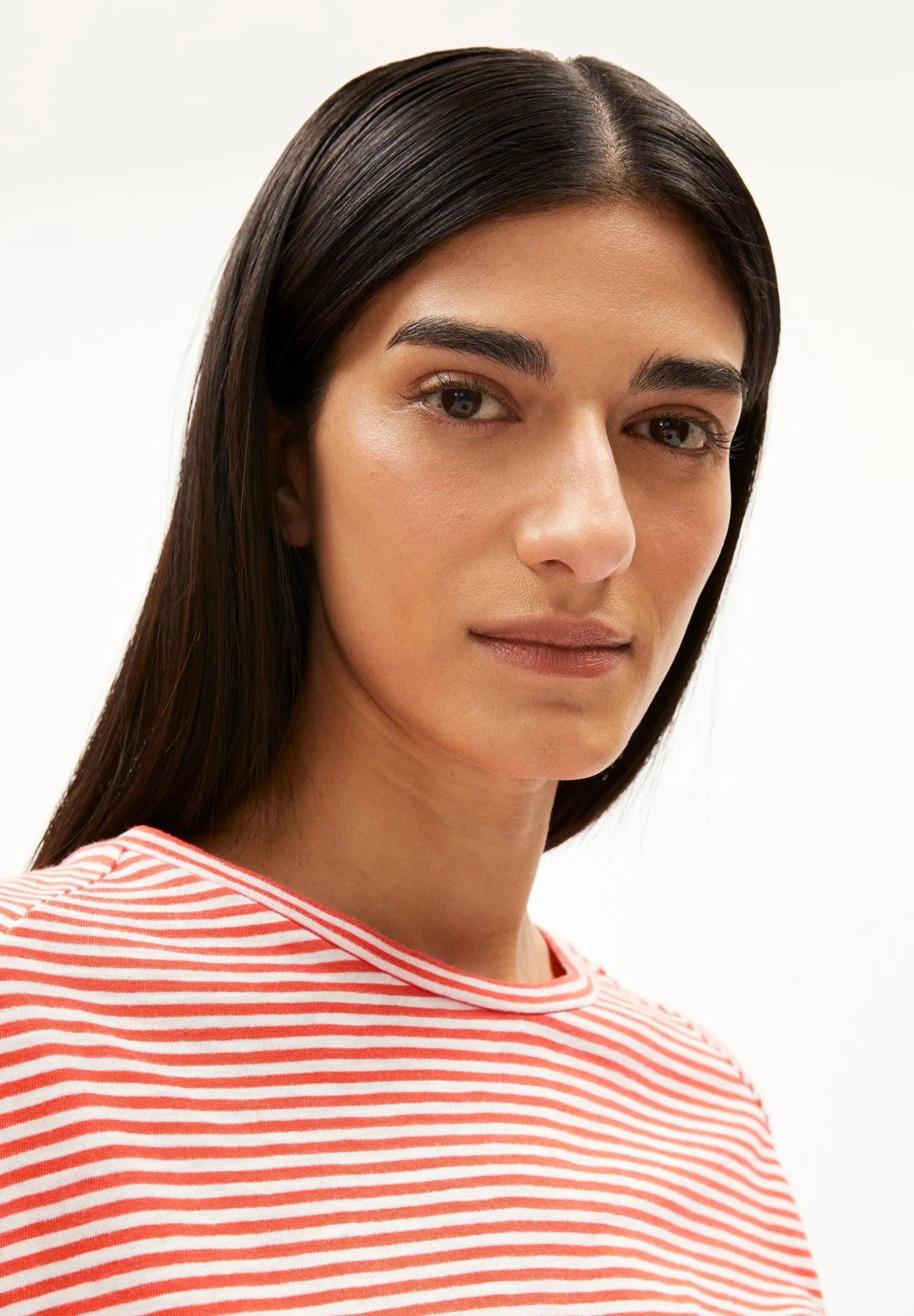Camiseta Armedangels Oneliaa Lovely Stripes Poppy Red
