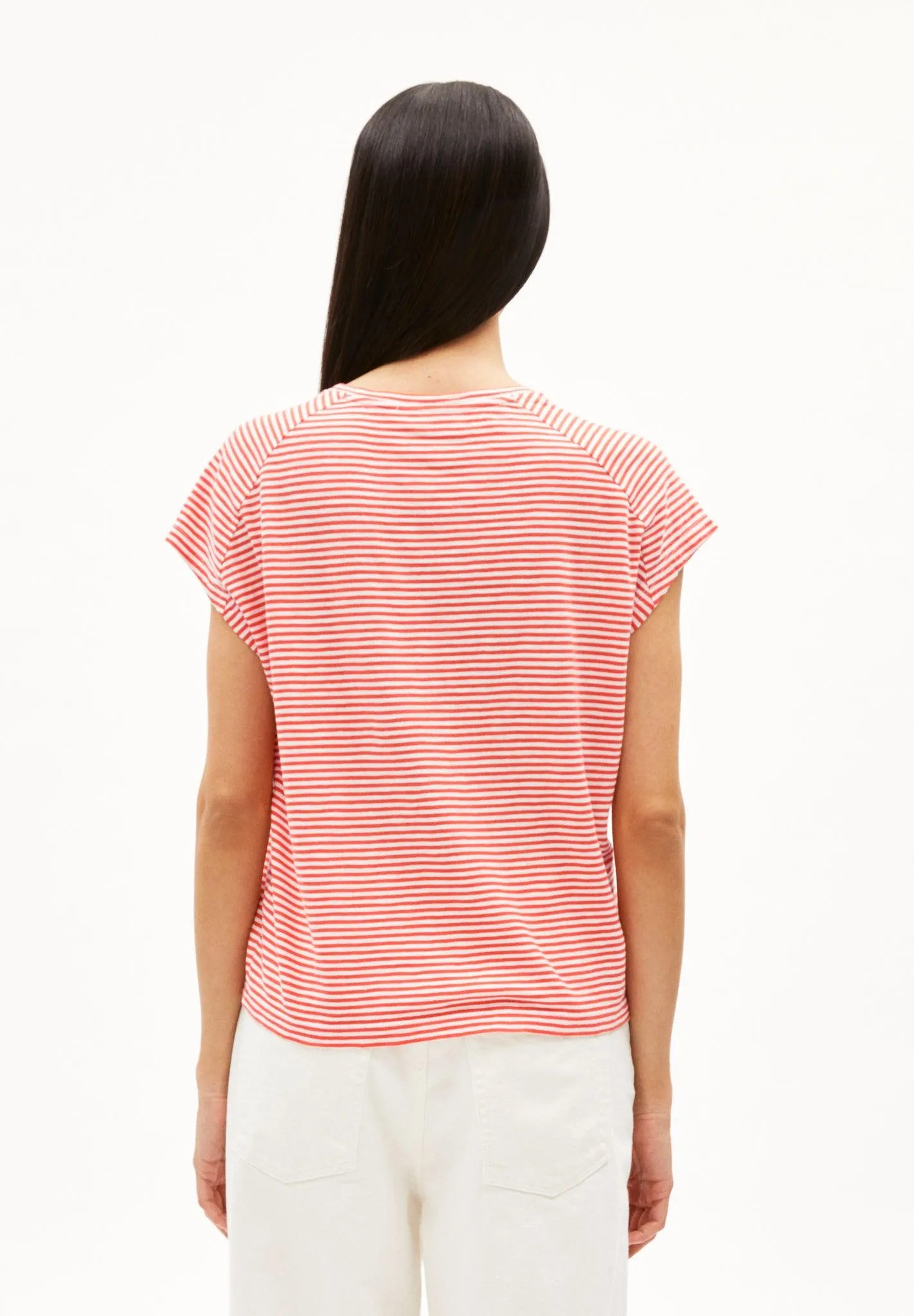 Camiseta Armedangels Oneliaa Lovely Stripes Poppy Red