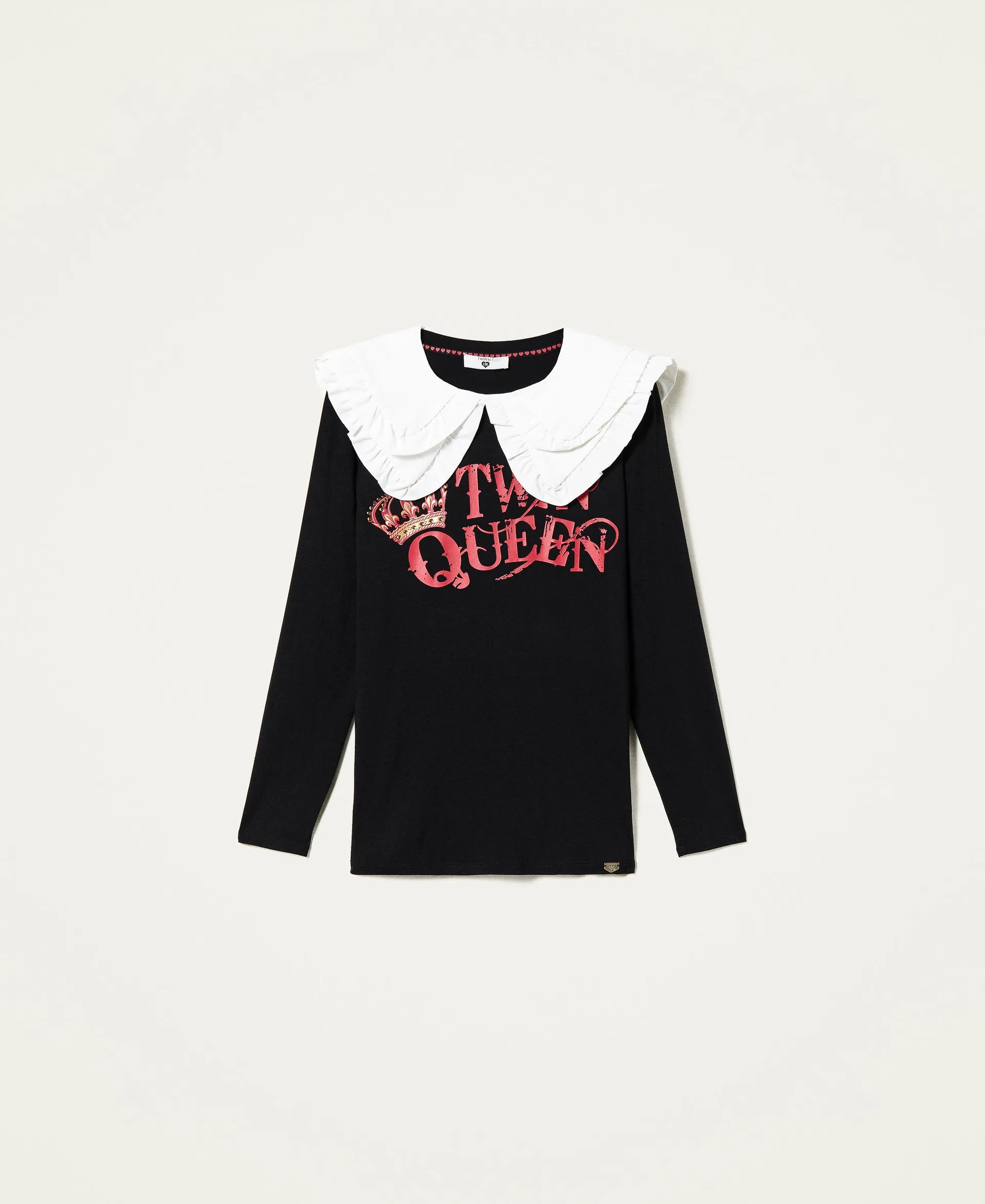 Camiseta con estampado Twin Queen y cuello
