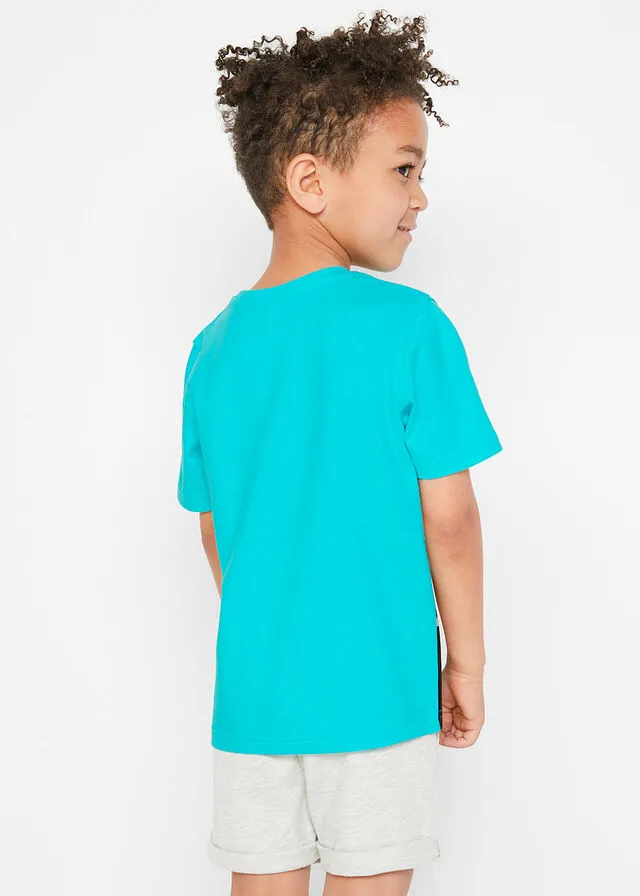 Camiseta de algodón orgánico para niños (2 unidades) Celeste/azul glaciar
