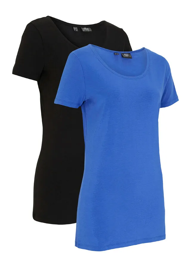 CAMISETA LARGA DEPORTIVA CON ALGODóN (2 UNIDADES) AZUL ZAFIRONEGRO