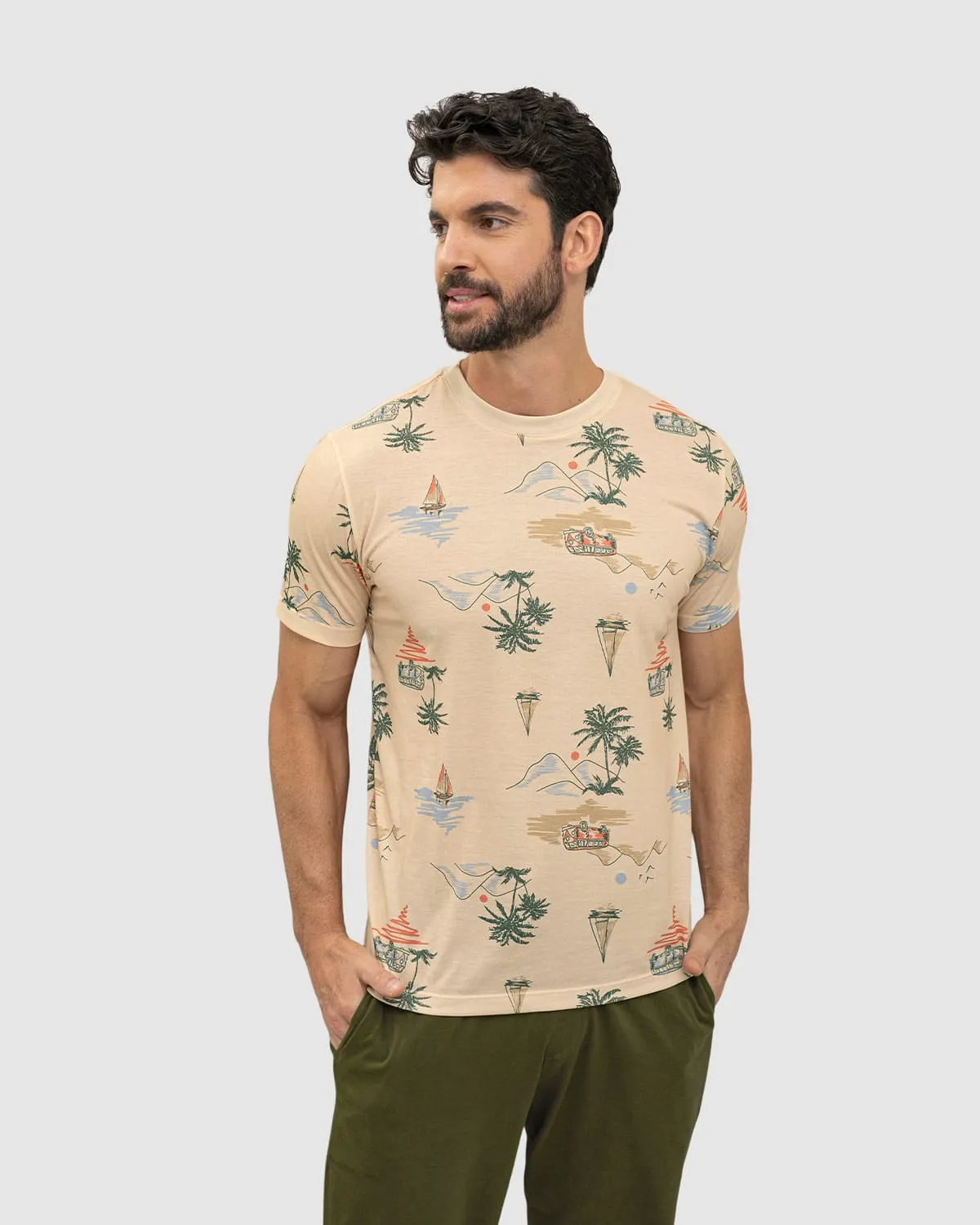 Camiseta manga corta estampada para hombre