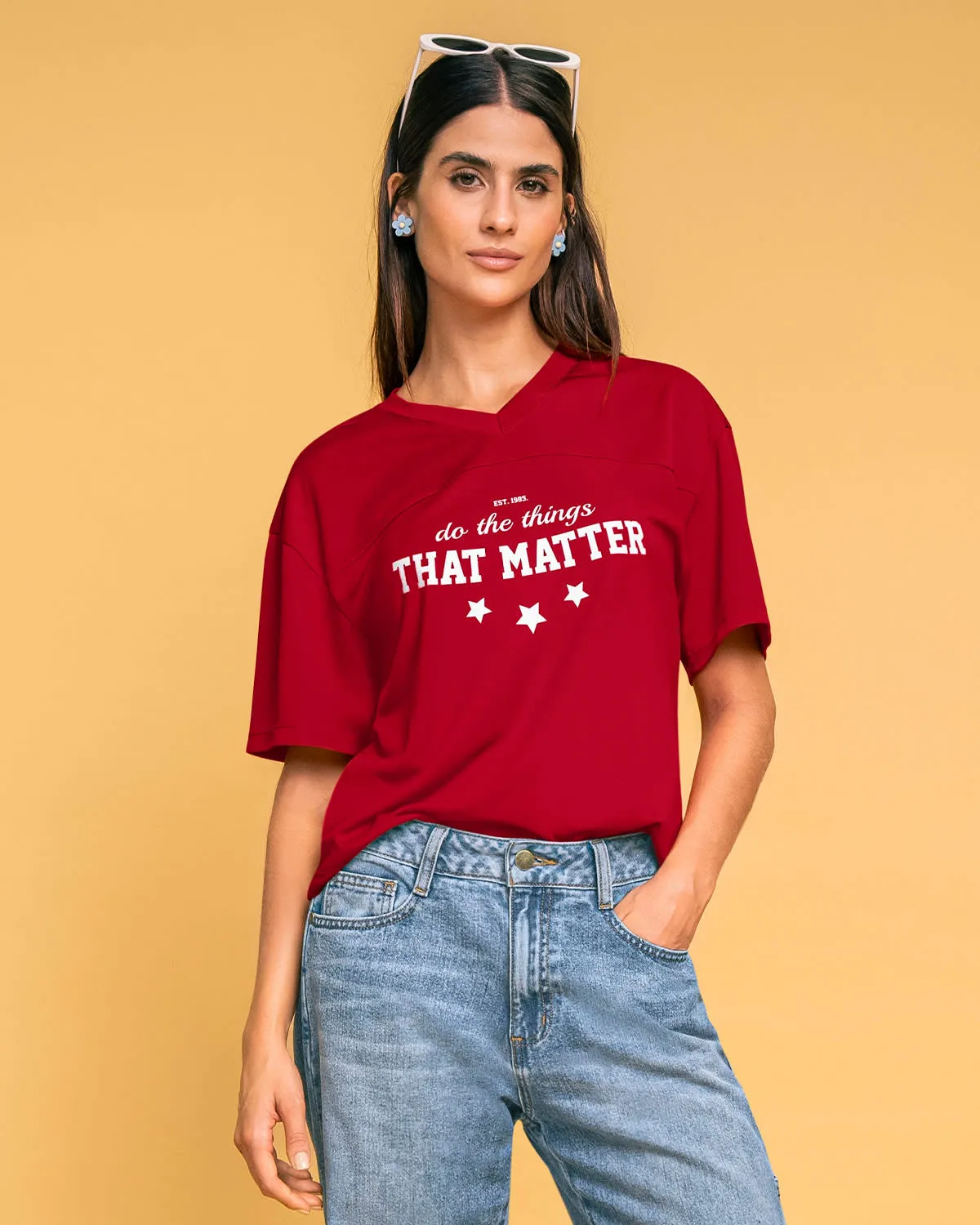 Camiseta manga corta silueta amplia con estampado localizado