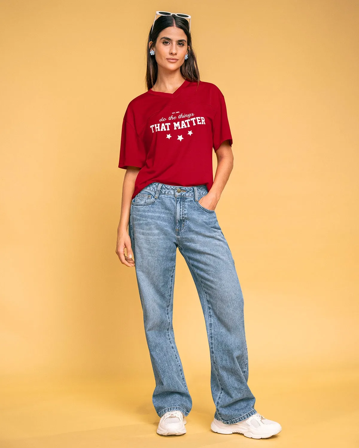 Camiseta manga corta silueta amplia con estampado localizado