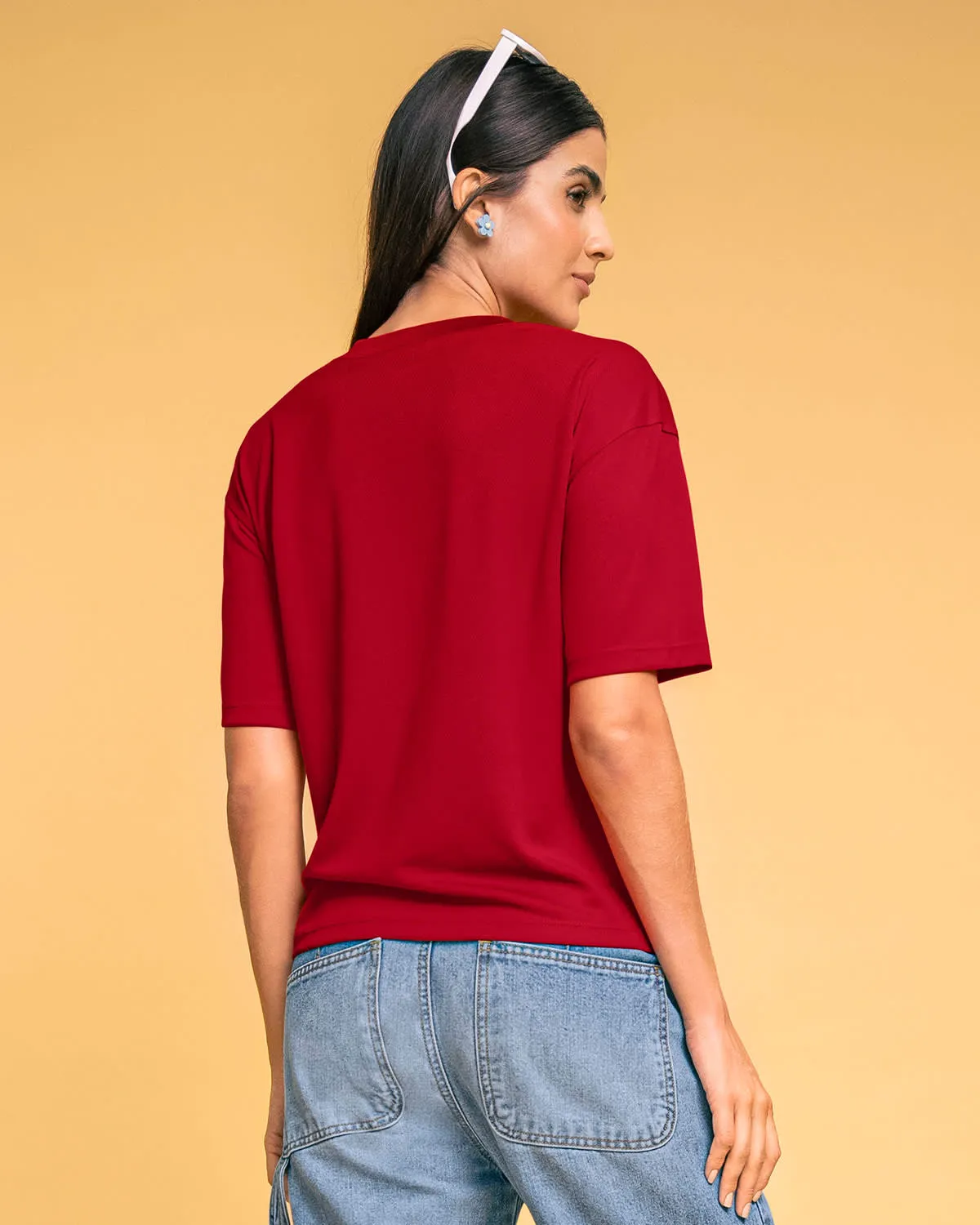 Camiseta manga corta silueta amplia con estampado localizado