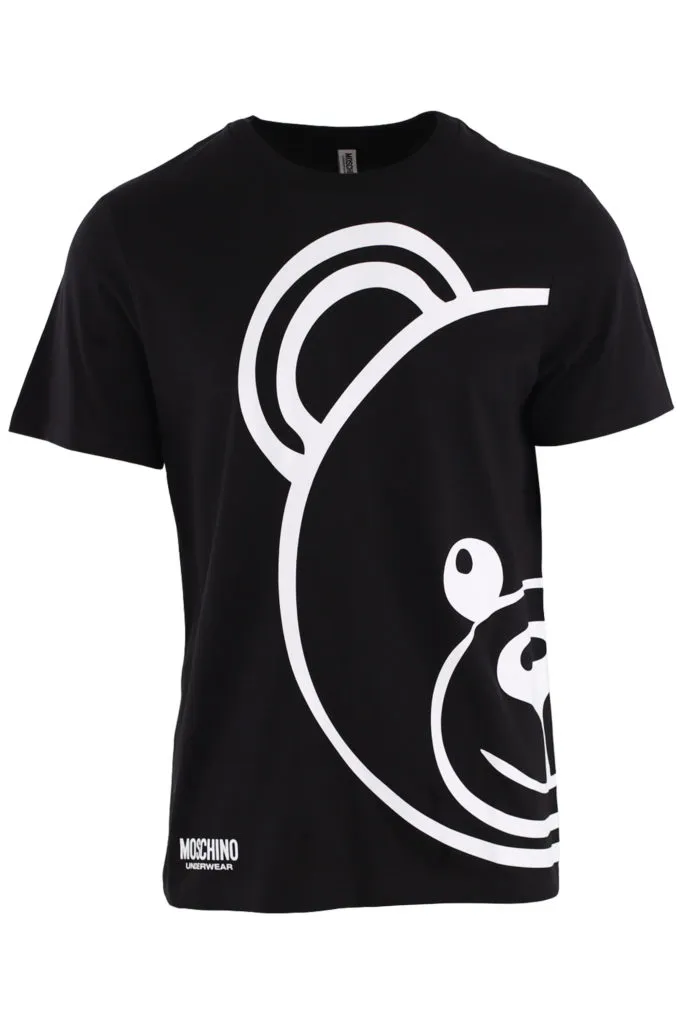 Camiseta negra con oso grande lateral y reverso