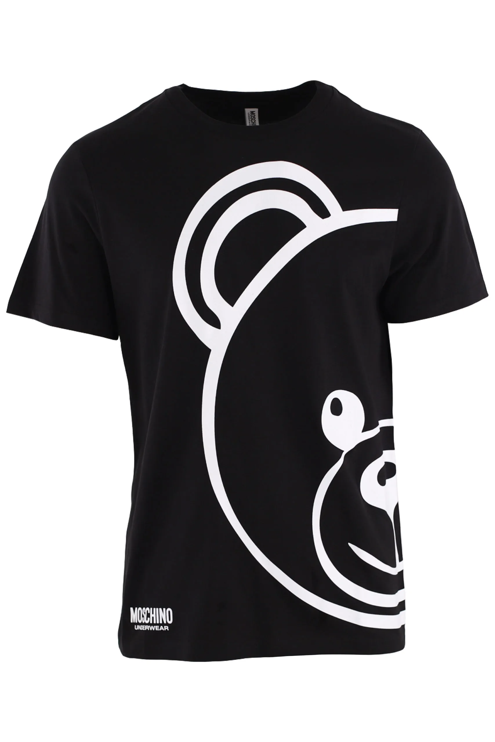 Camiseta negra con oso grande lateral y reverso