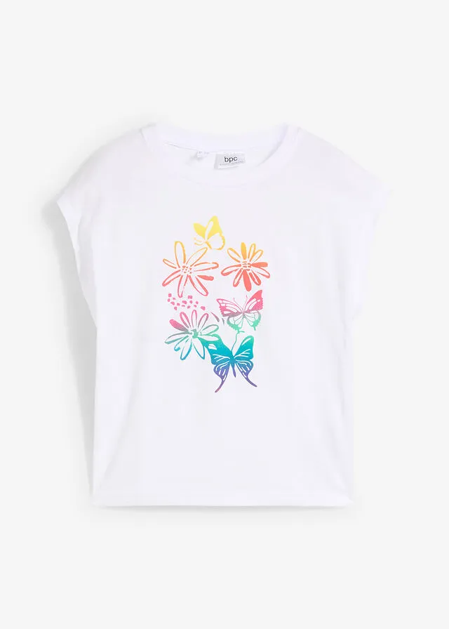 Camiseta para niñas de algodón orgánico Blanco