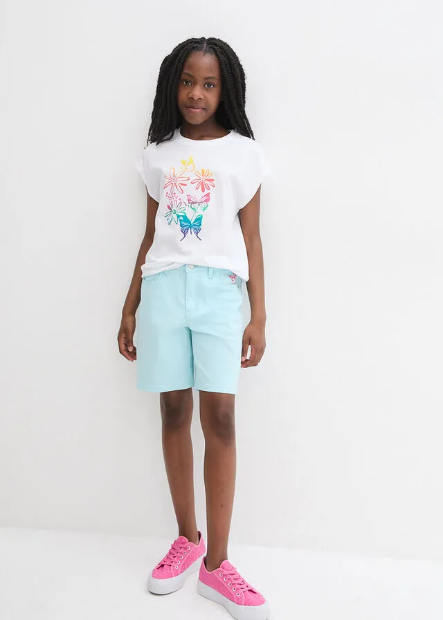 Camiseta para niñas de algodón orgánico Blanco