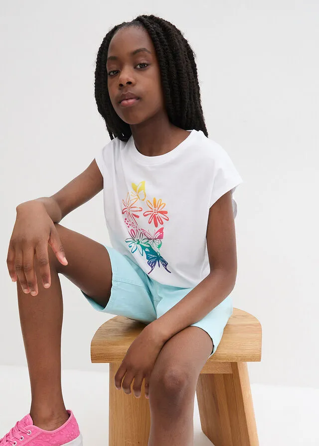 Camiseta para niñas de algodón orgánico Blanco