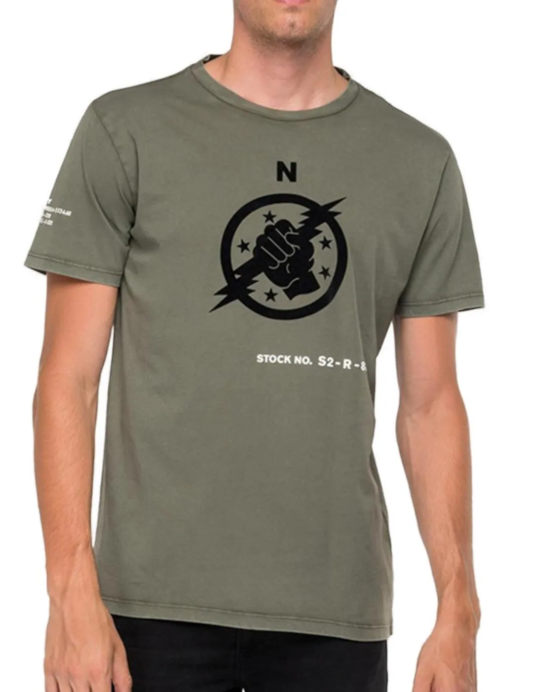 CAMISETA PRINT PUñO CON RAYO REPLAY PARA HOMBREZ