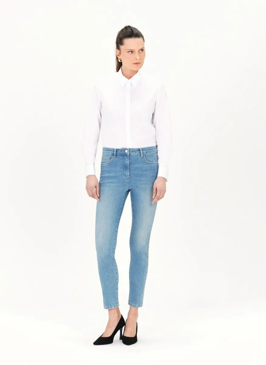 CAROLL PIMS  VAQUERO SLIM FIT DESTEñIDO DE MEZCLA DE ALGODóN EN AZUL
