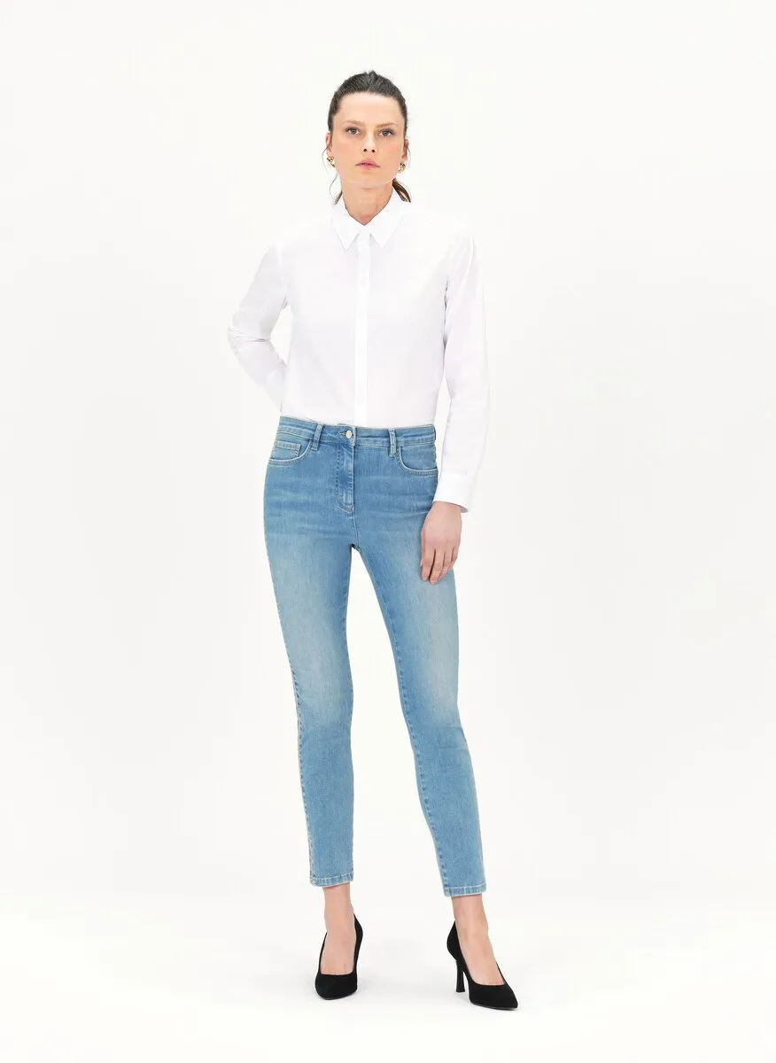 CAROLL PIMS  VAQUERO SLIM FIT DESTEñIDO DE MEZCLA DE ALGODóN EN AZUL
