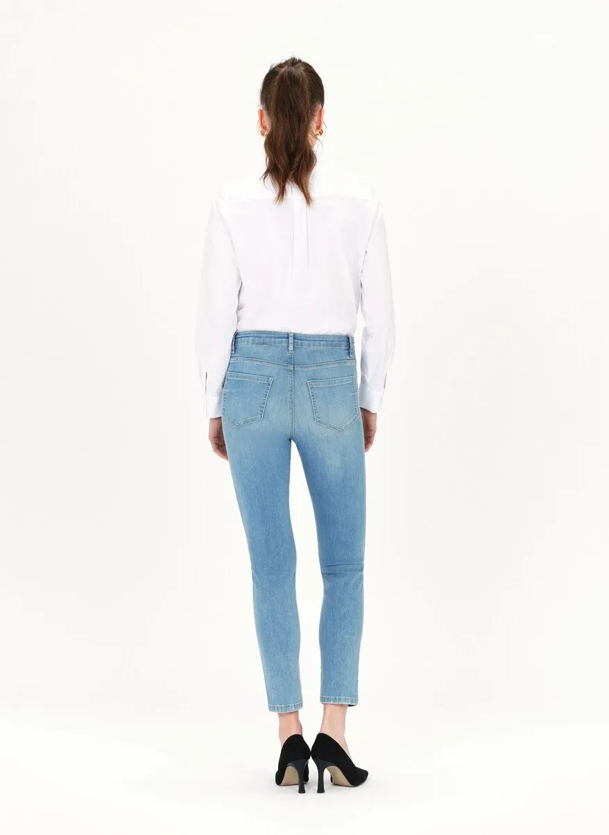 CAROLL PIMS  VAQUERO SLIM FIT DESTEñIDO DE MEZCLA DE ALGODóN EN AZUL
