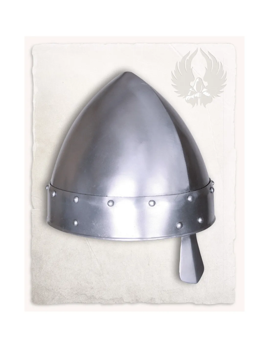 Casco normando con nasal modelo Baldric, acero pulido