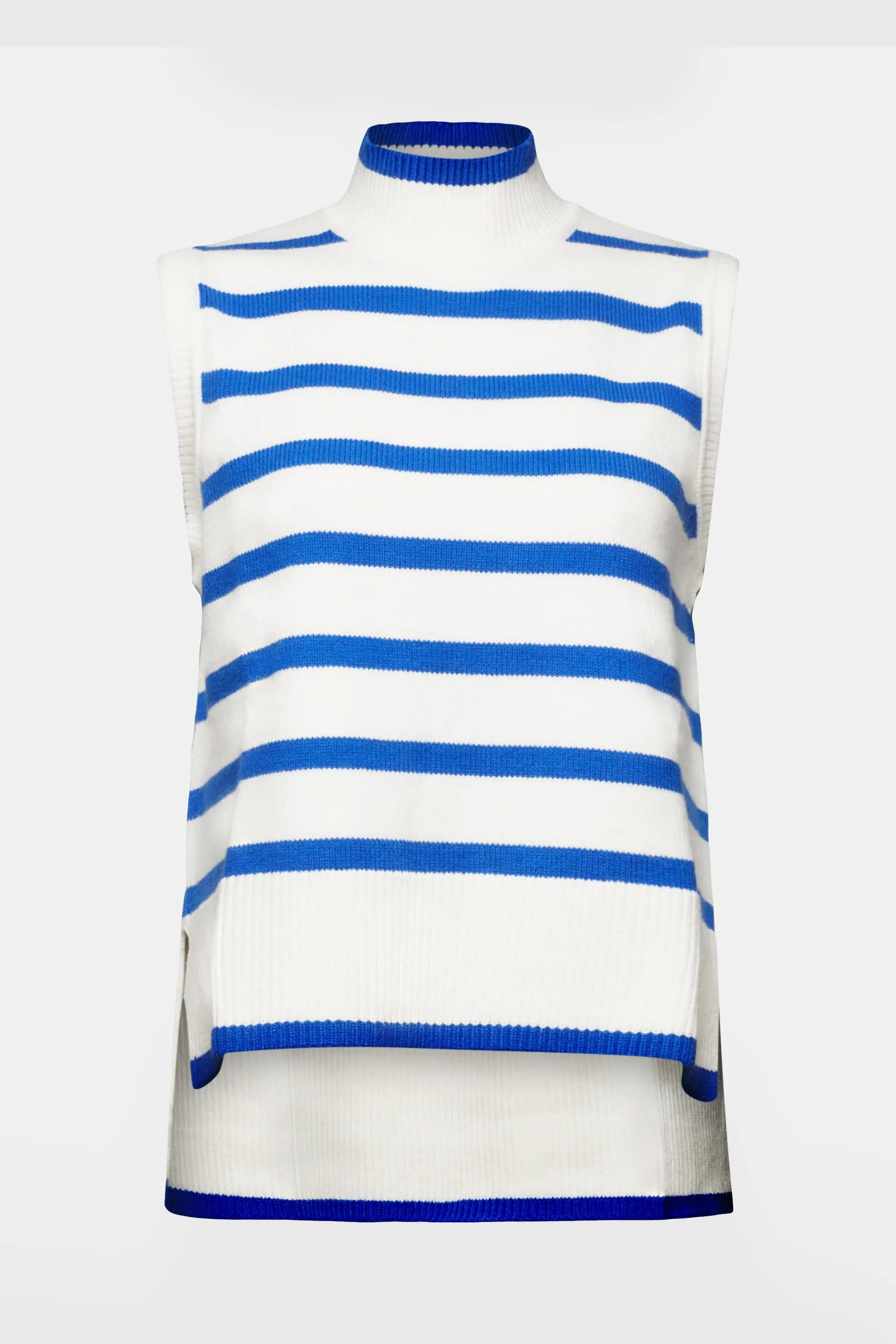 Chaleco estilo jersey con cuello alto y rayas