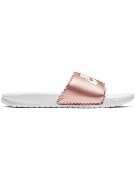 chanclas nike benassi blanco/bronce mujer
