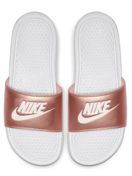 chanclas nike benassi blanco/bronce mujer