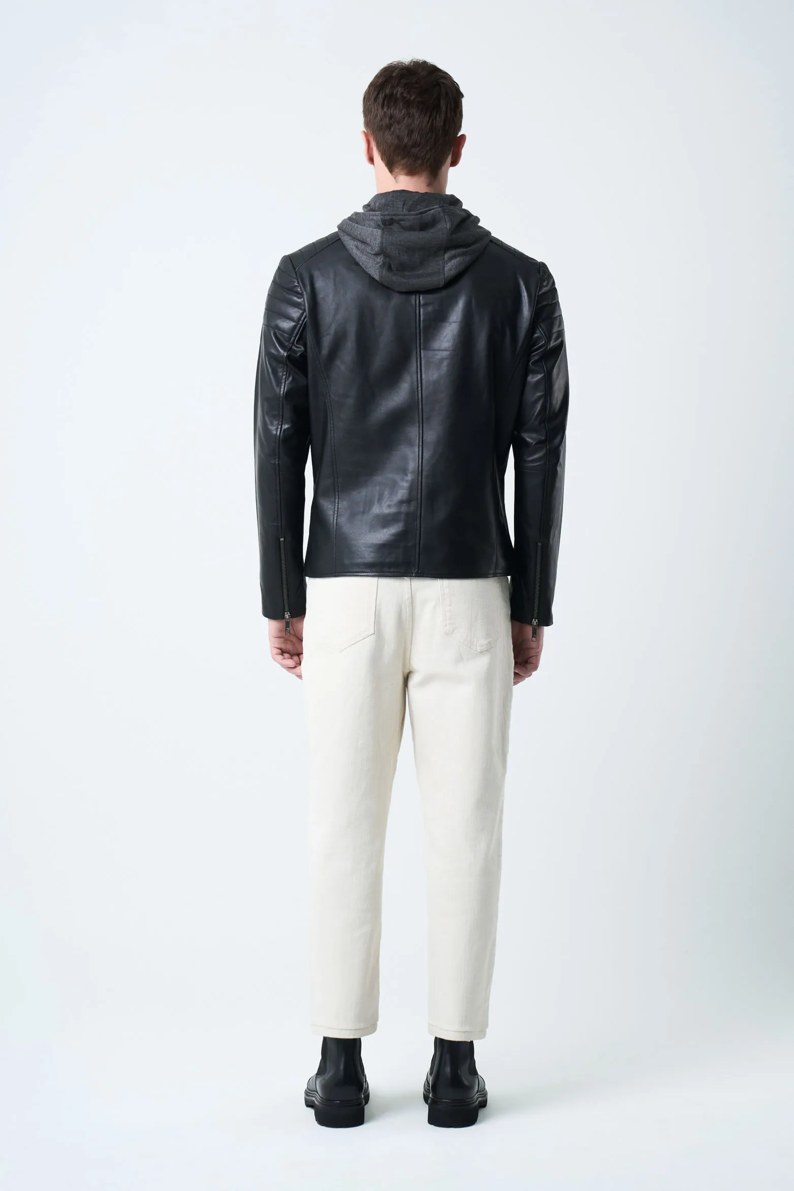Chaqueta belmont 2 de cuero liso para hombre semi ajustada