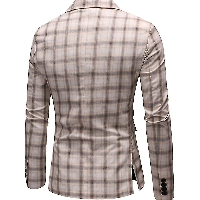 Chaqueta blanca de solapa de cuadros para hombres Slim Fit