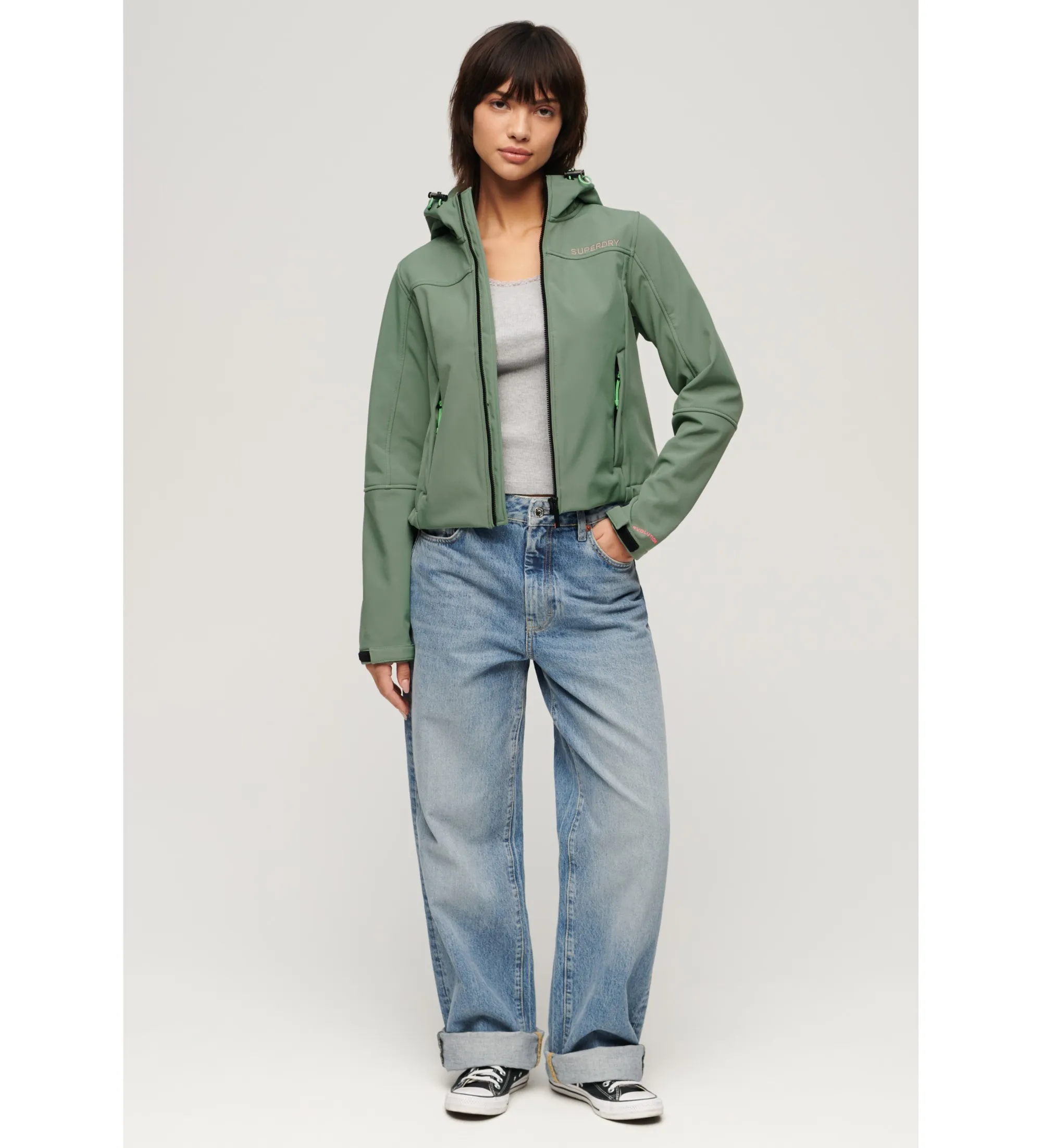 Chaqueta con capucha de tejido softshell Trekker verde