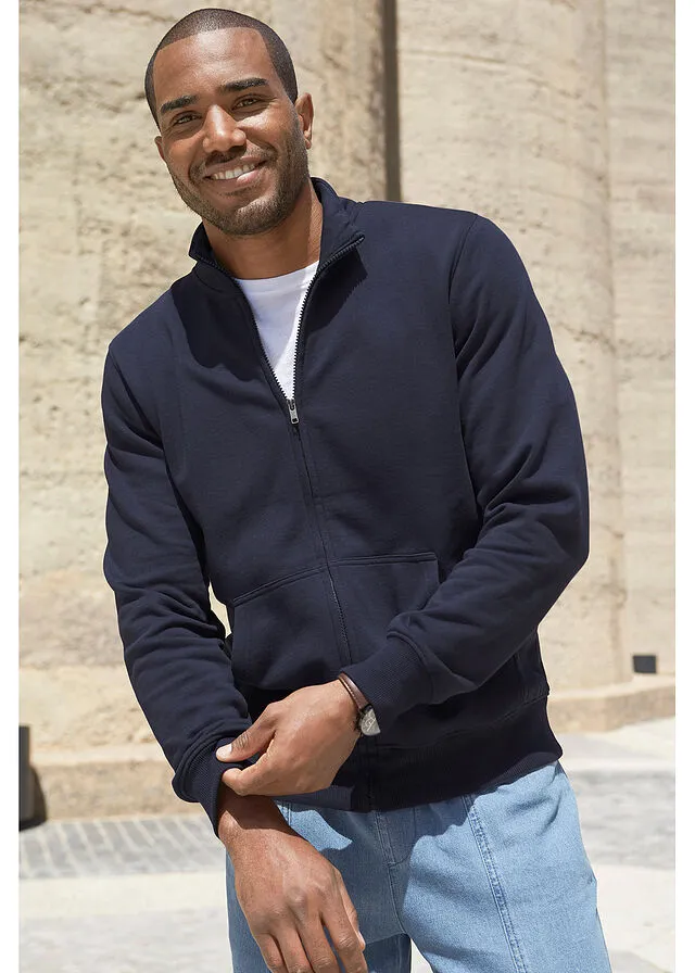 Chaqueta de estilo universitario con cuello alto Azul marino