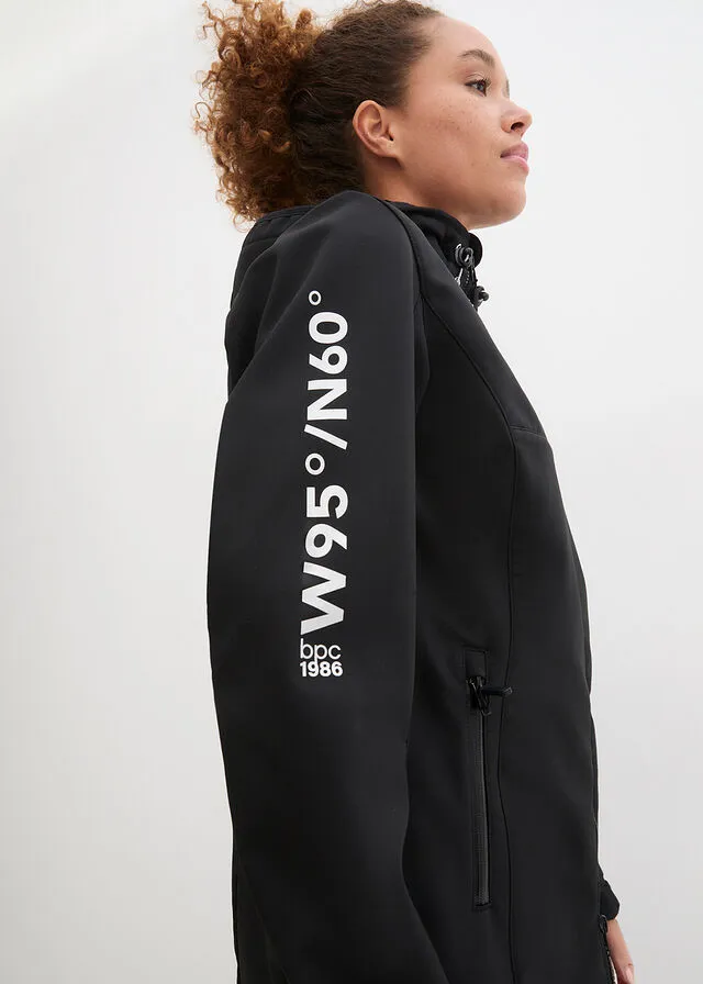Chaqueta de tejido Softshell Negro estampado