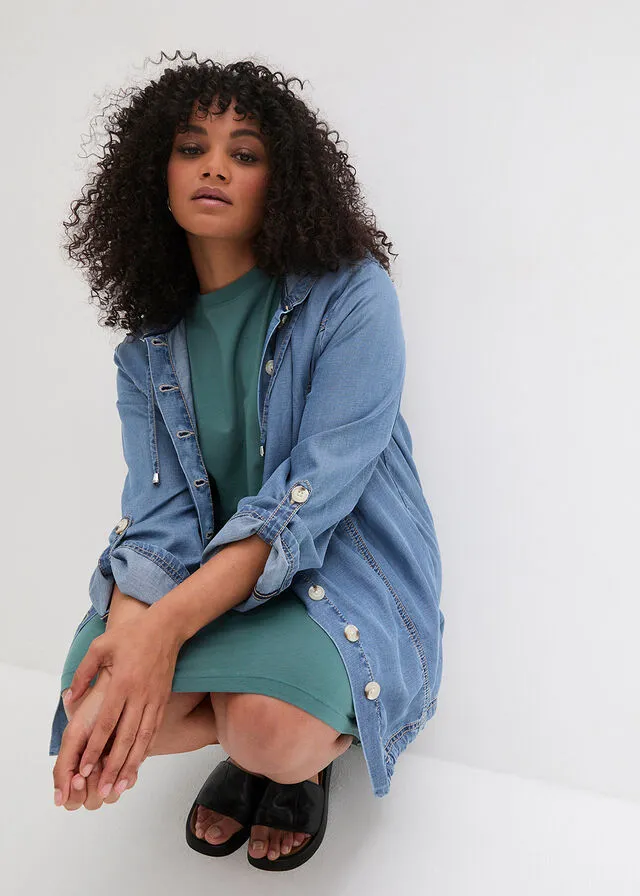 Chaqueta estilo camisa Denim medio