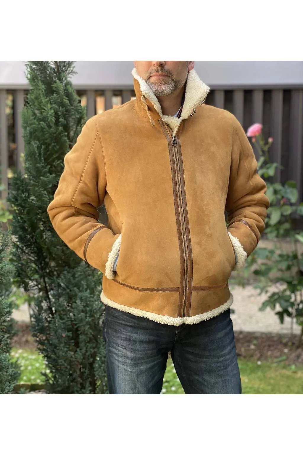 Chaqueta medinapiel 16302  pelliza aviador marlboro rizado