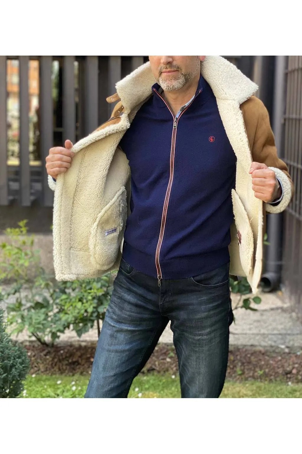 Chaqueta medinapiel 16302  pelliza aviador marlboro rizado