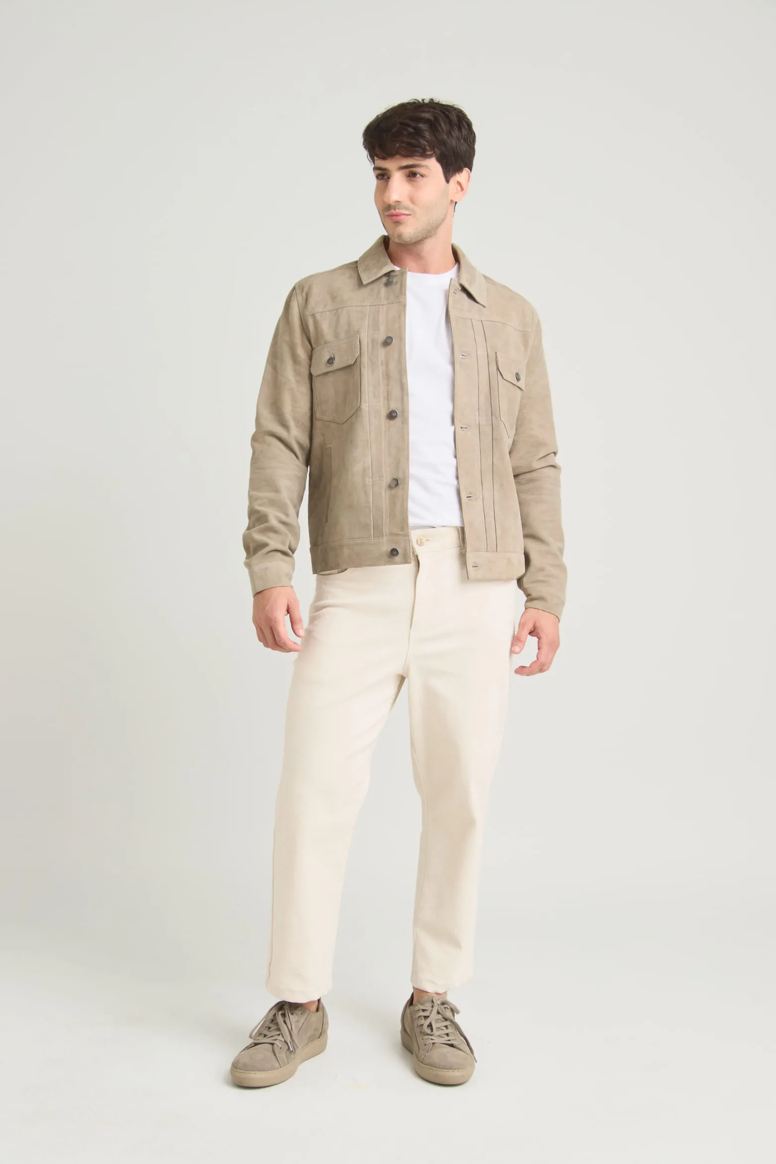 Chaqueta zambeze de gamuza para hombre cuello camisero