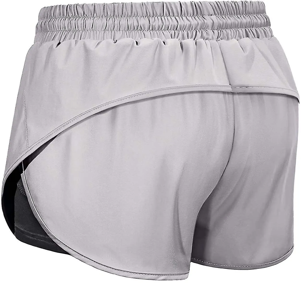 Cintura para mujeres Pantalones cortos atléticos para correr con forro bolsillo interior $mujeres Doble La