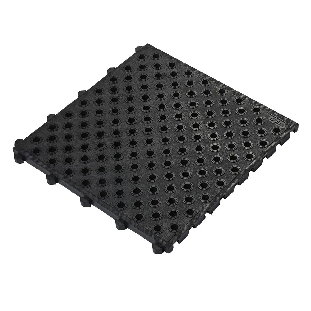 COBA Alfombrilla antifatiga LOCK Premium, perforada, An x Fo 500 x 500 mm, negra