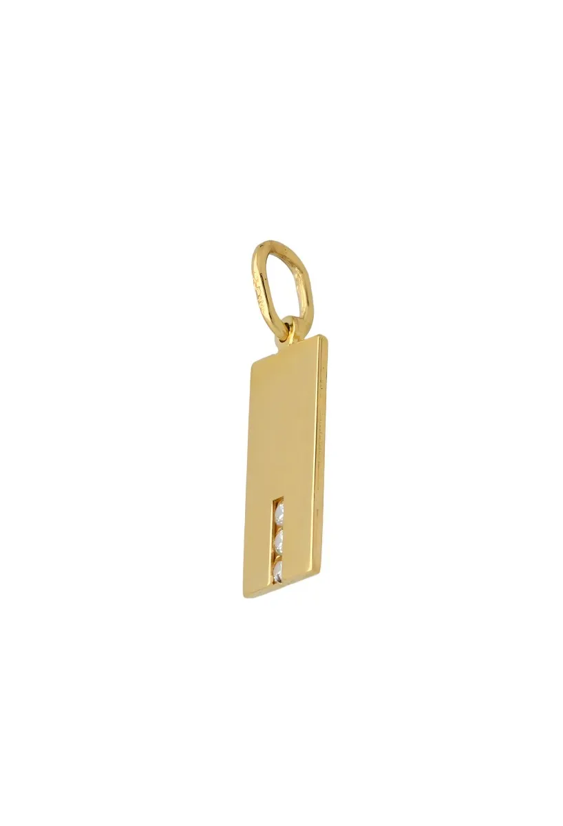 COLGANTE DE ORO 18 KILATES CON FORMA RECTANGULAR Y 3 CIRCONITAS 002_84091G