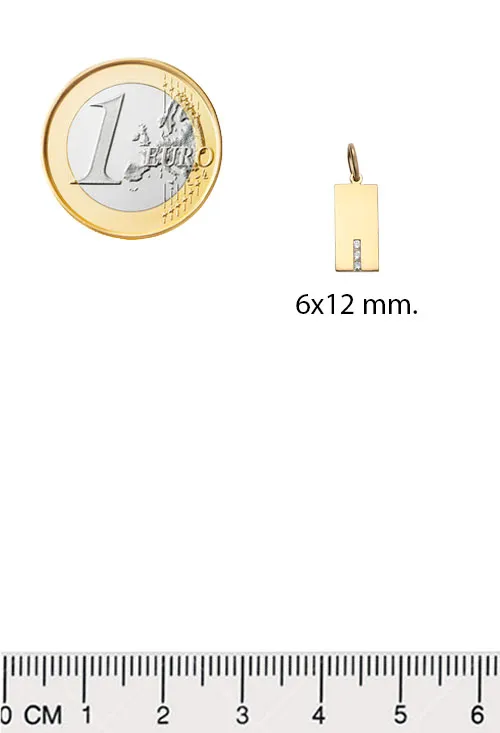 COLGANTE DE ORO 18 KILATES CON FORMA RECTANGULAR Y 3 CIRCONITAS 002_84091G