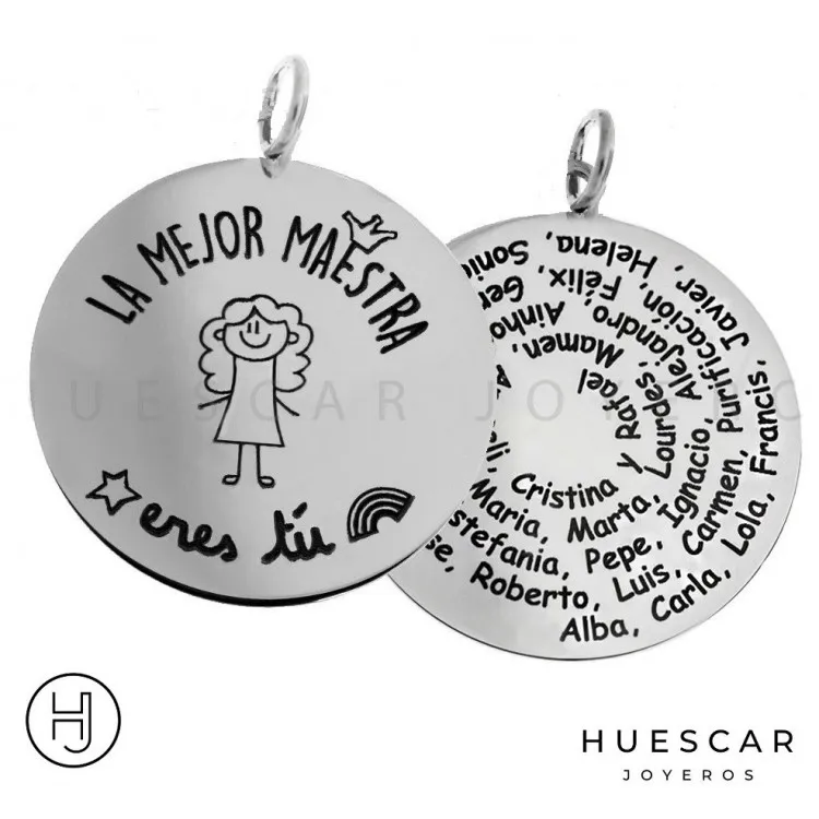 Colgante para profesora con cadena incluida en plata de ley