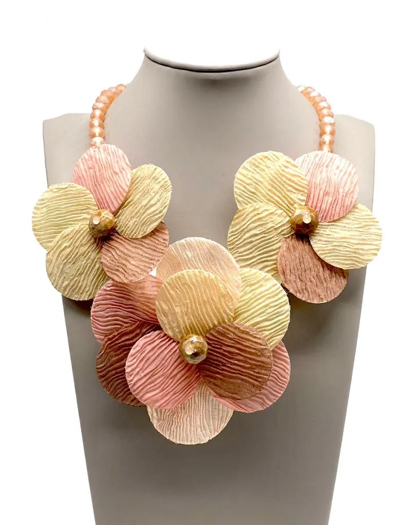 COLLARES ROSAS CON FLORES PERFECTOS PARA BAUTIZOS Y COMUNIONES