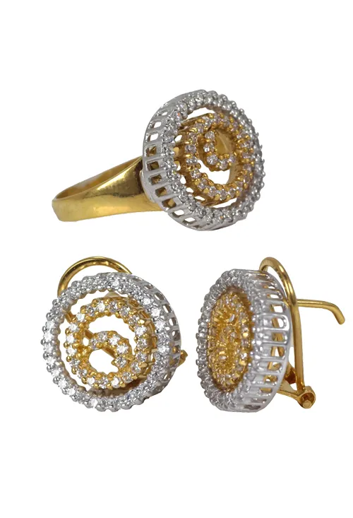 Conjunto oro  pendientes y sortija forma de espiral 002_51991