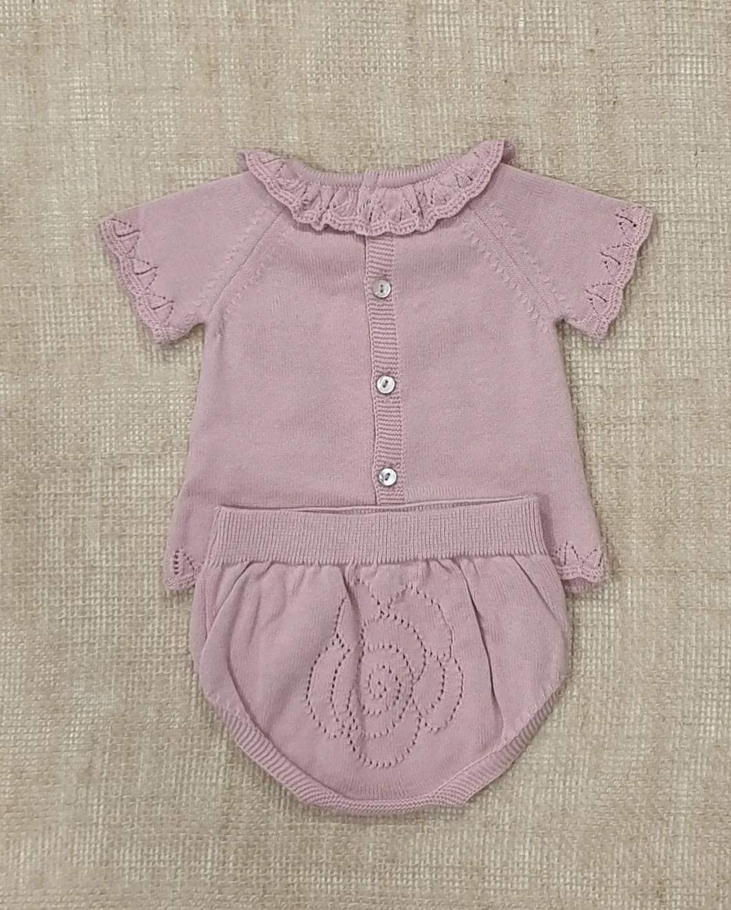 Conjunto punto bebé 100% Algodón DK KID R090061 Flor maquillaje