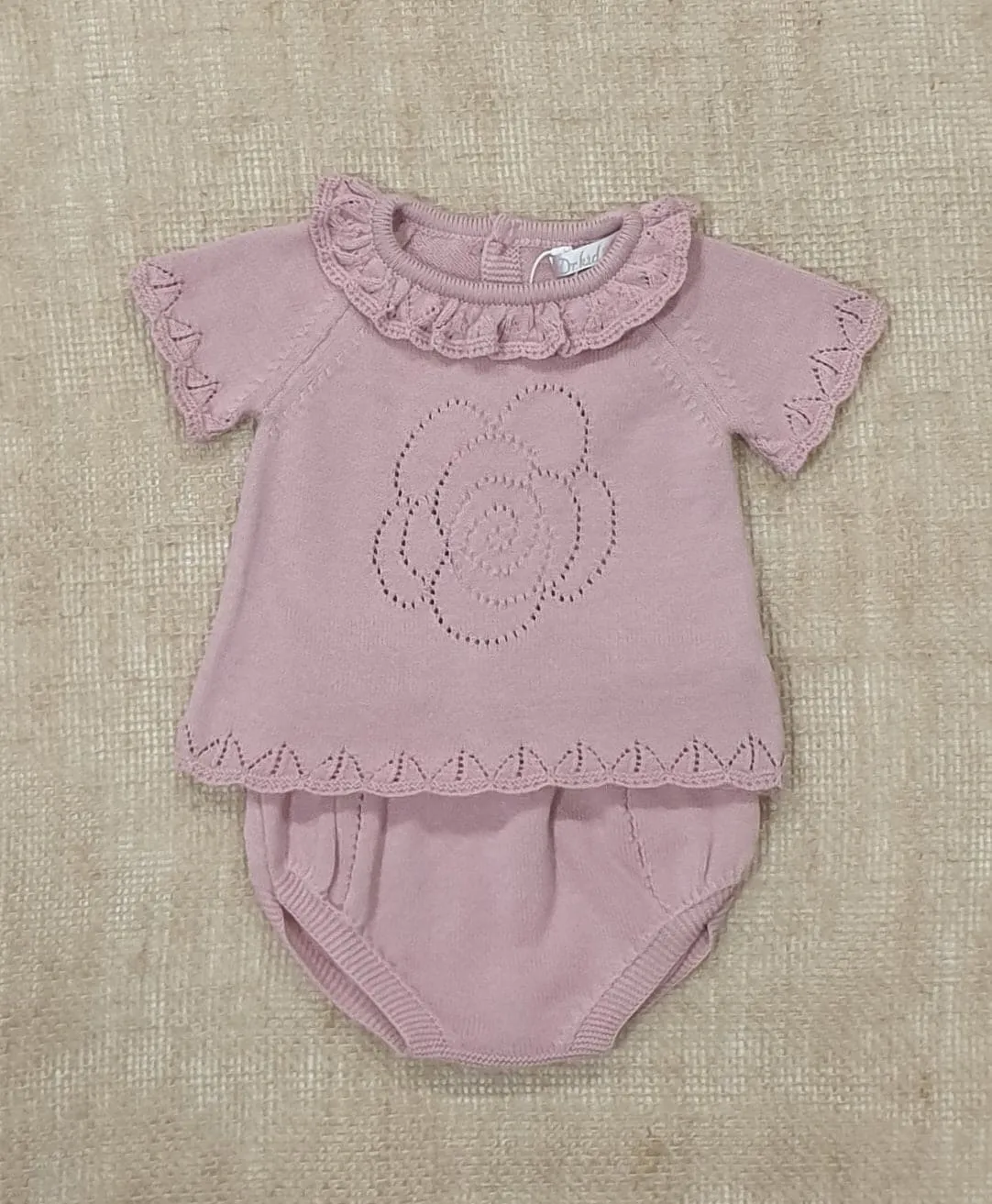 Conjunto punto bebé 100% Algodón DK KID R090061 Flor maquillaje
