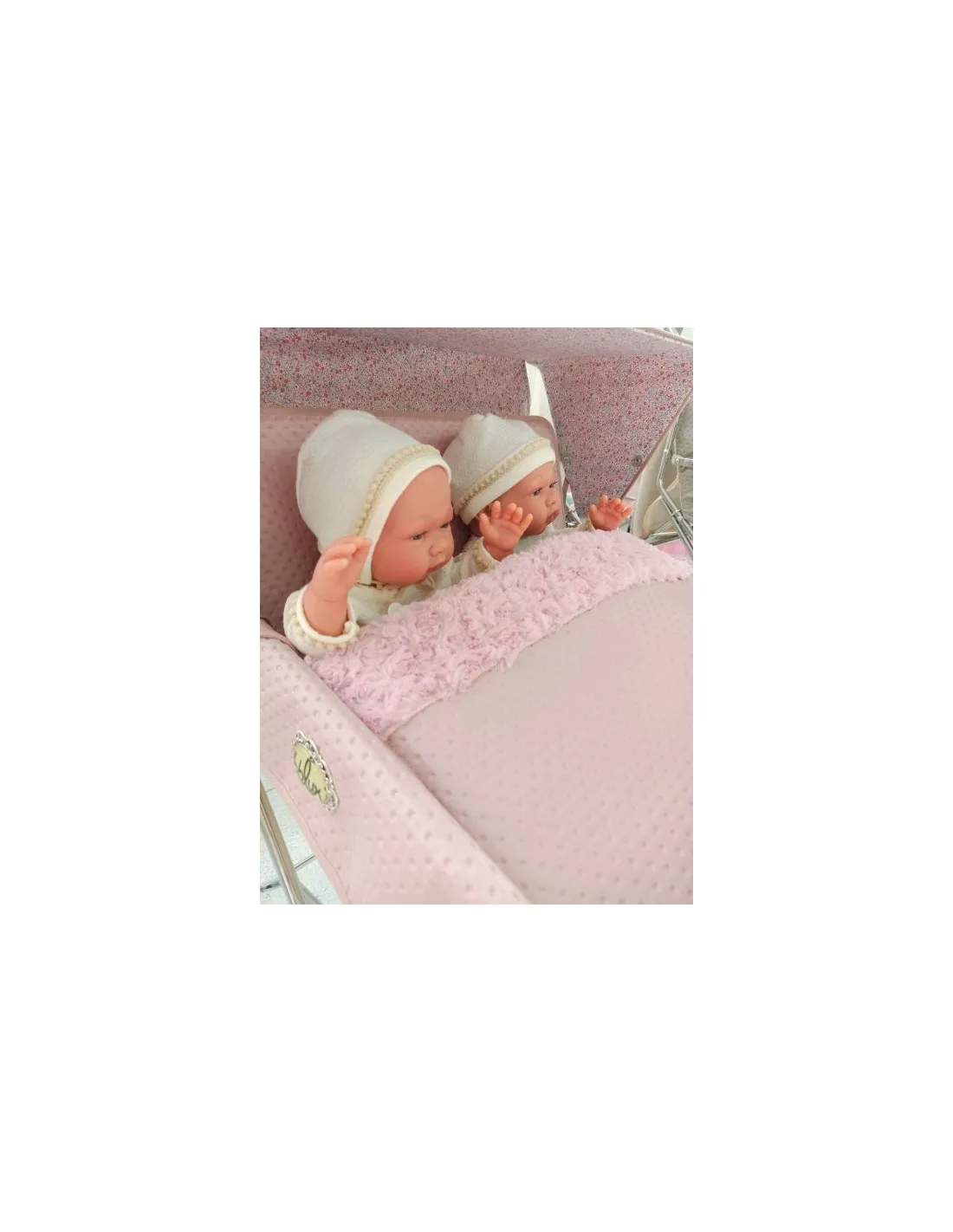 Cubierta reversible para silla de muñecas vintage gemelar rosa de Bebelux