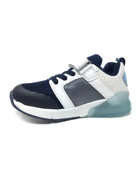 deportivo blanco y azul con luz
