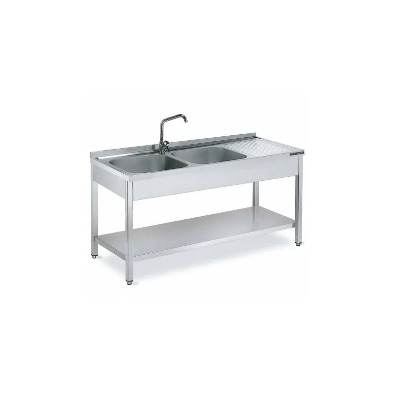 Fregadero con bastidor 2 senos 1350x500 escurridor der. Distform