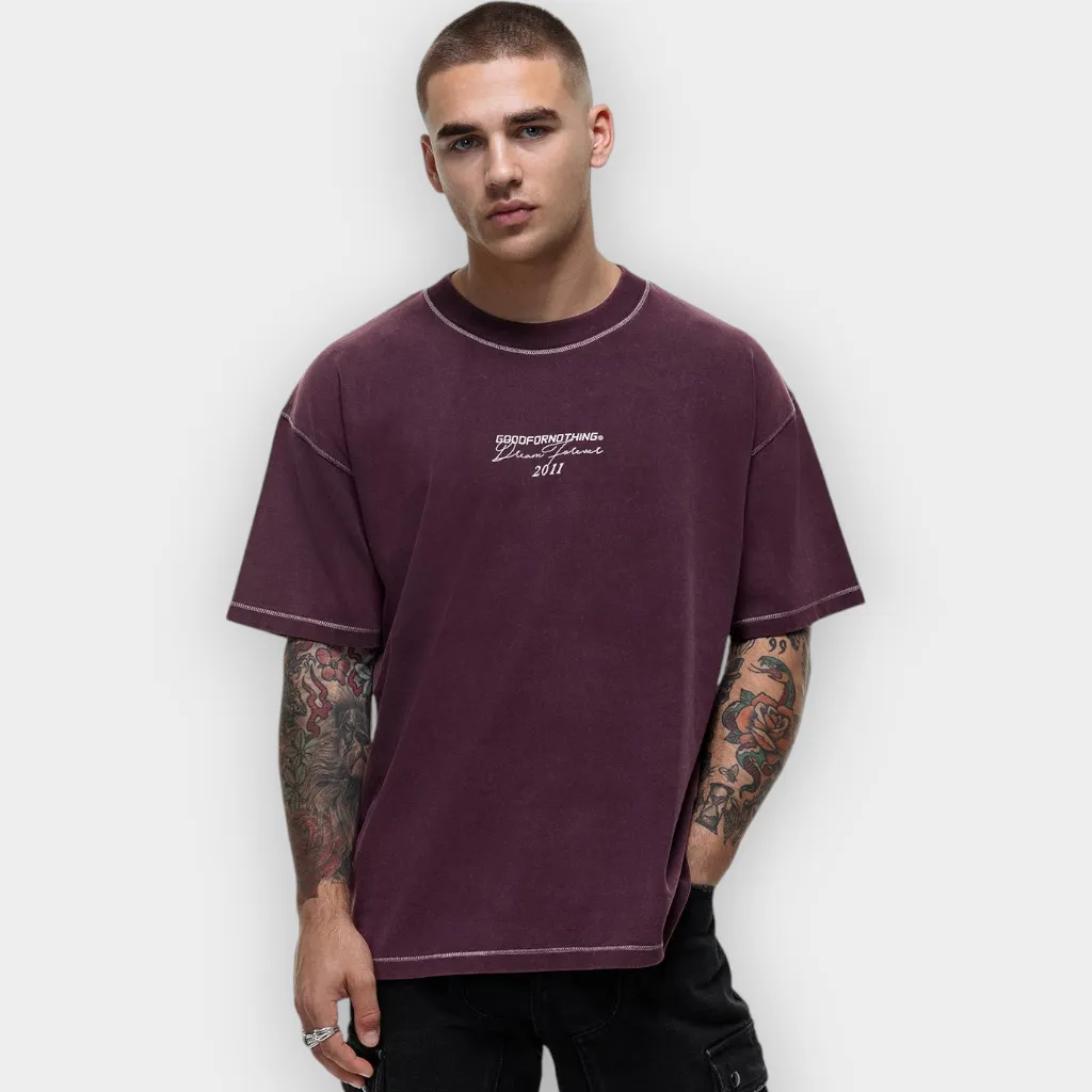 Good for nothing – Camiseta Overlock maroon washed