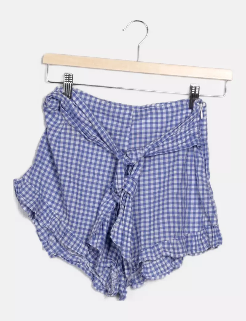 H&M Short azul estampado cuadros