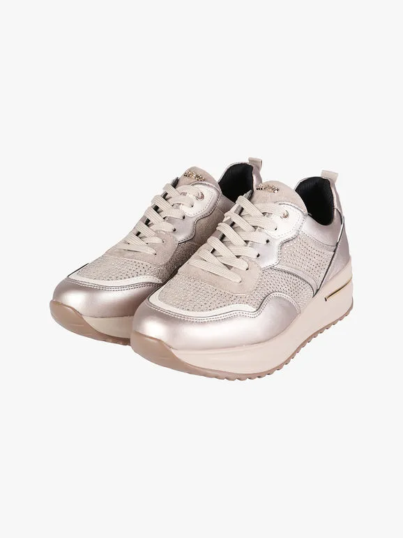 Inblu Zapatillas de mujer con pedrería y plataforma.
