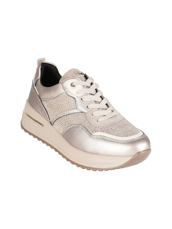 Inblu Zapatillas de mujer con pedrería y plataforma.