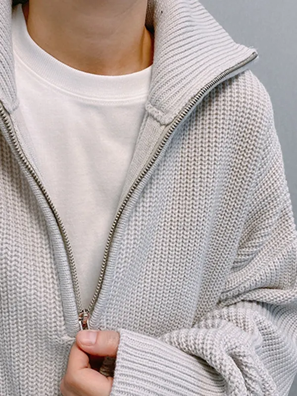 Jersey de punto liso con media cremallera para hombre