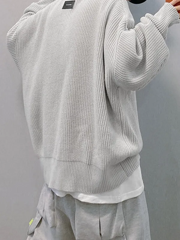 Jersey de punto liso con media cremallera para hombre