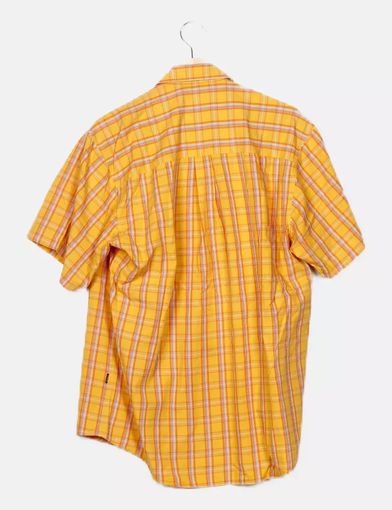 Lerros Camisa naranja estampado cuadros